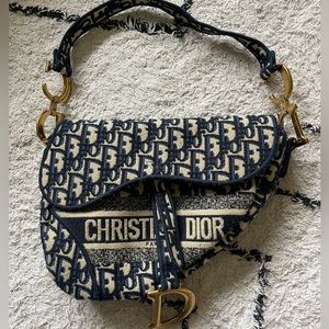 Christian Dior Saddle Bag in Blue Dior Oblique Jacquard